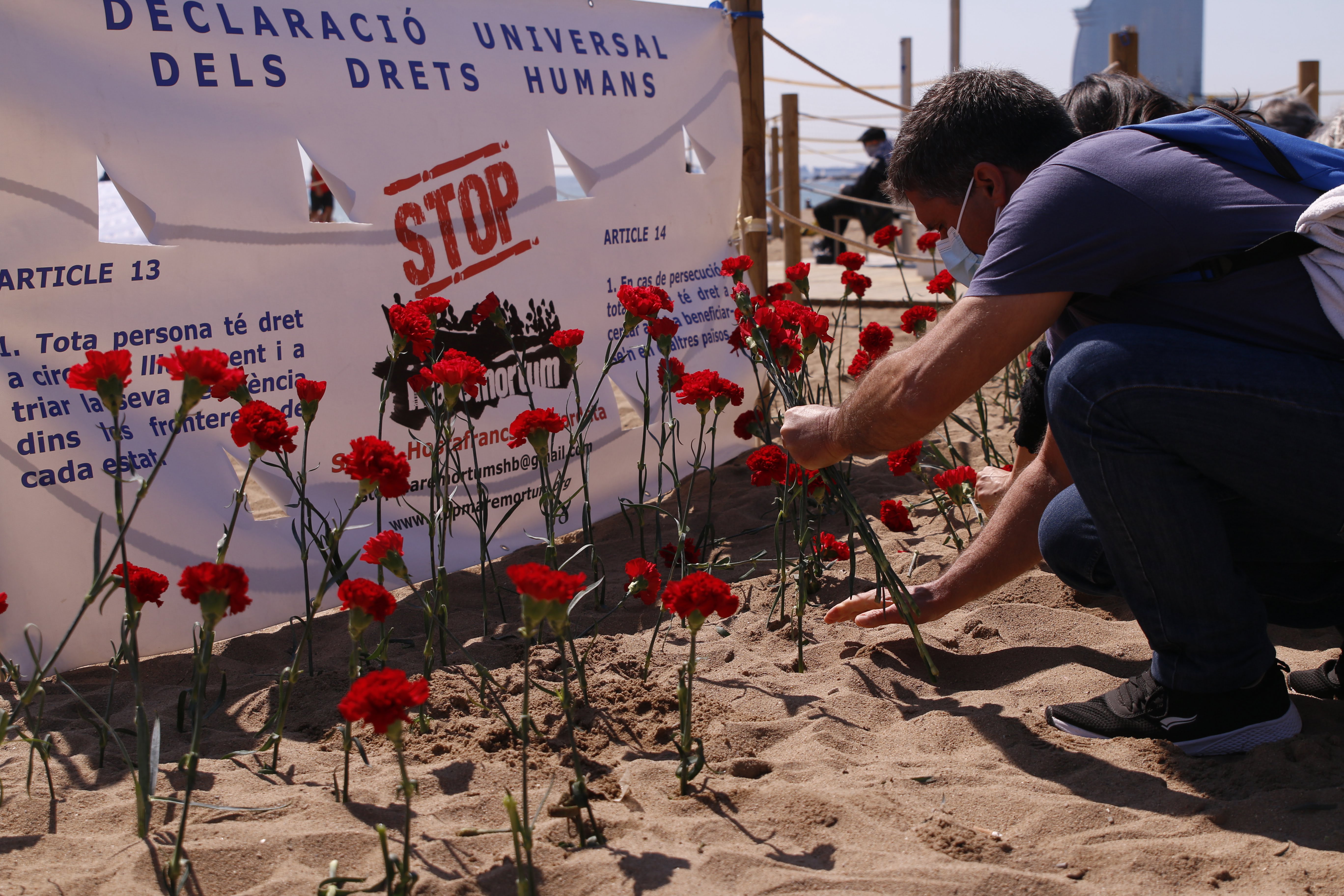 Acció de protesta pels milers de morts al mar al 2020